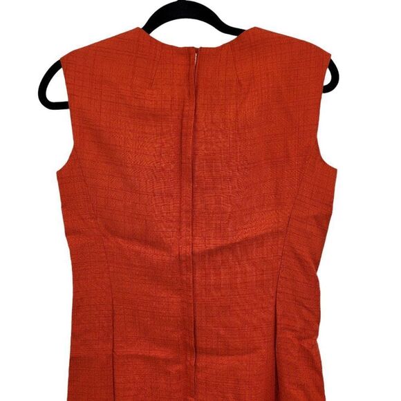 70's Dress House Of Lords Handmade Hostess Sleeveless Sheath Pockets Orange Sz S - Picture 10 of 12